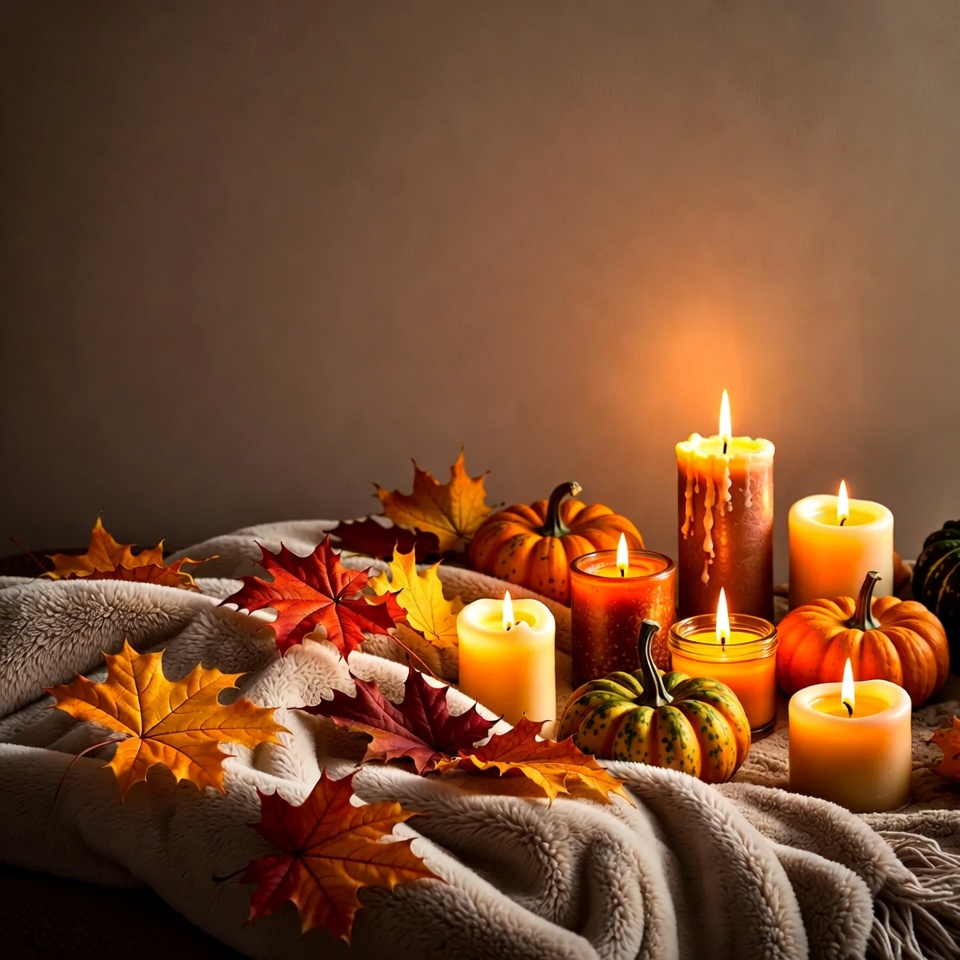 Autumn Thanksgiving Candles and Pumpkins Autumn Thanksgiving Candles and Pumpkins