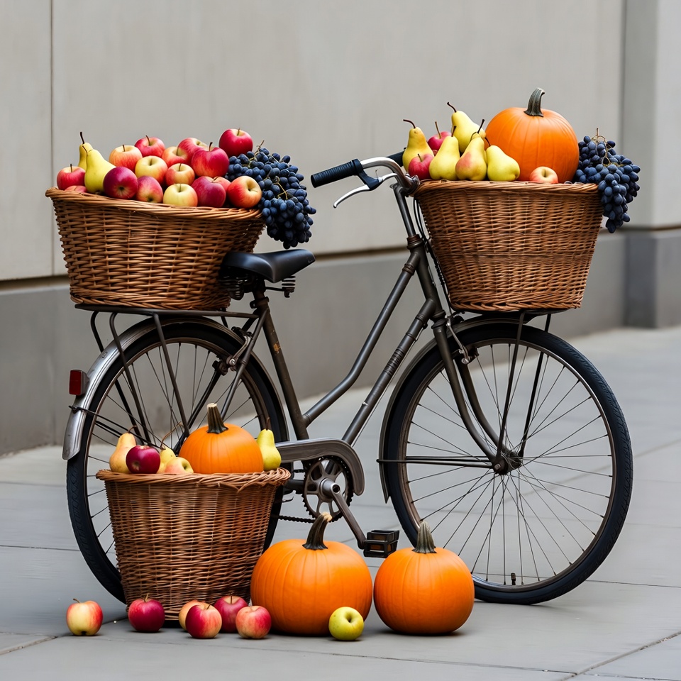 Vintage Bicycle with Autumn Fruits Vintage Bicycle with Autumn Fruits