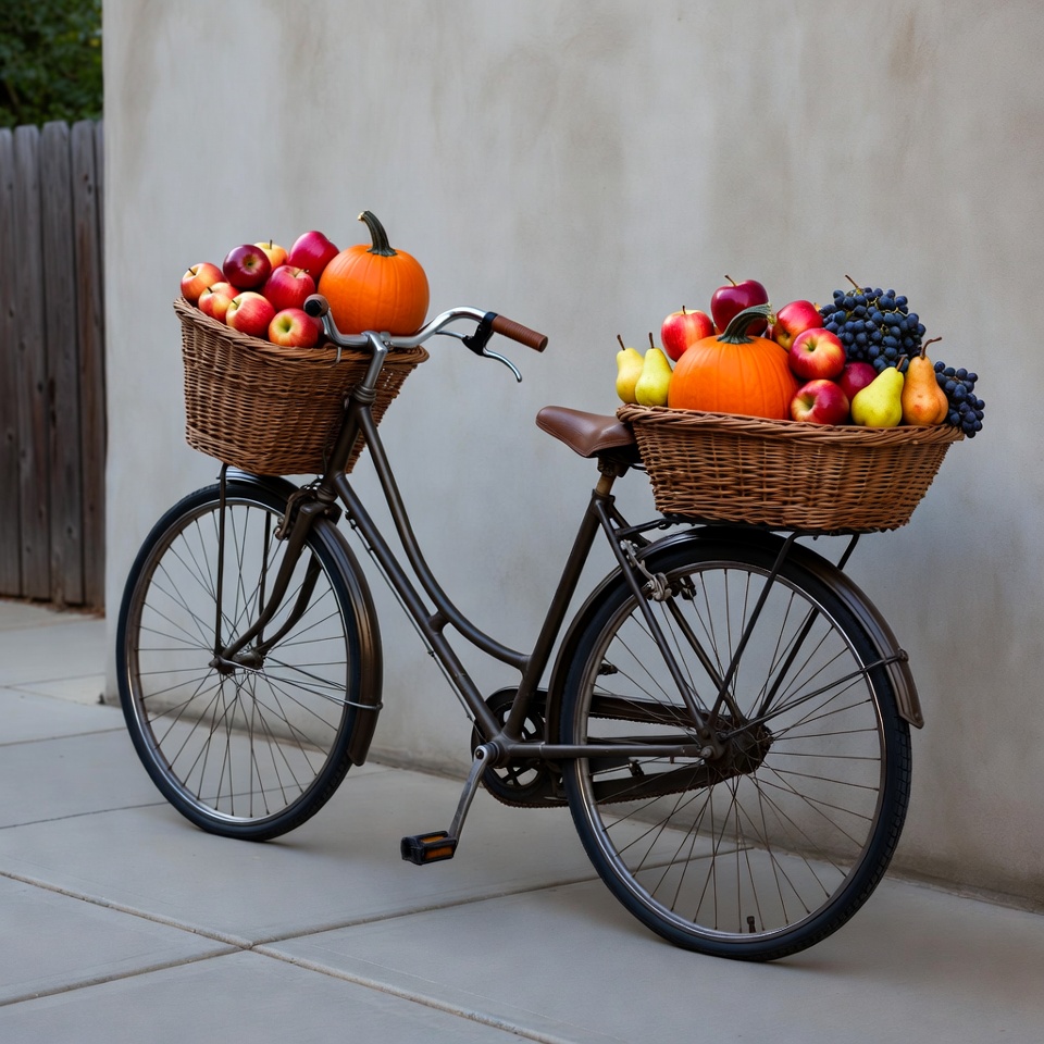 Vintage Bicycle with Autumn Fruits Vintage Bicycle with Autumn Fruits