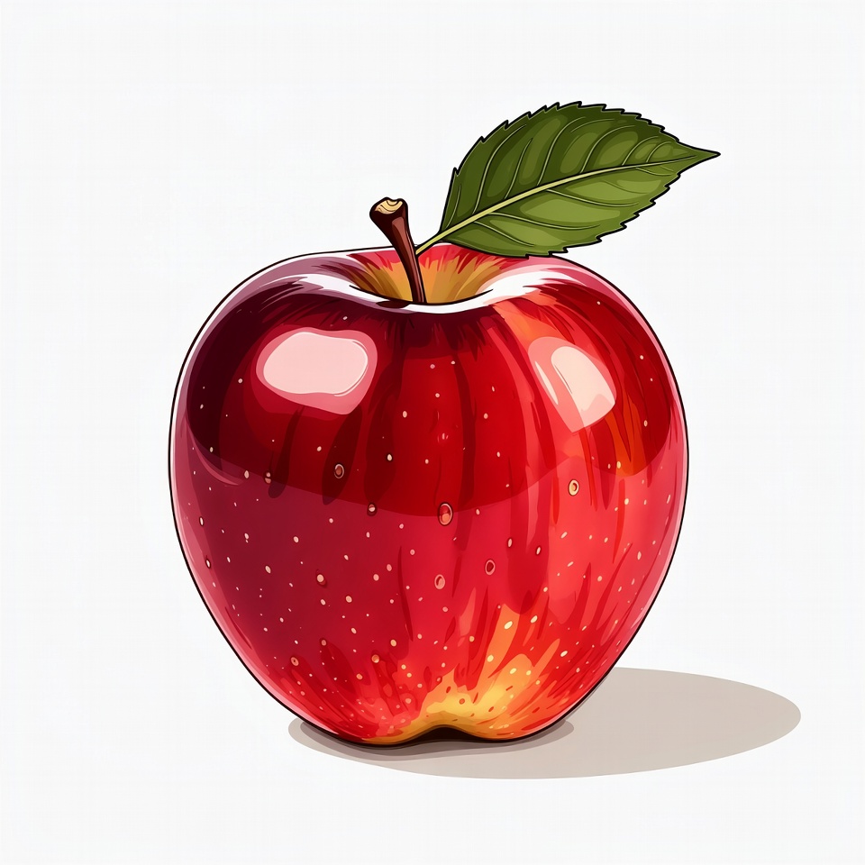 Red apple with green leaf Red apple with green leaf