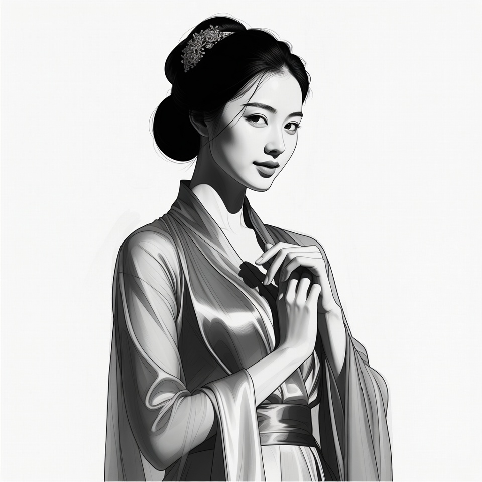 Asian woman in elegant hanfu Asian woman in elegant hanfu