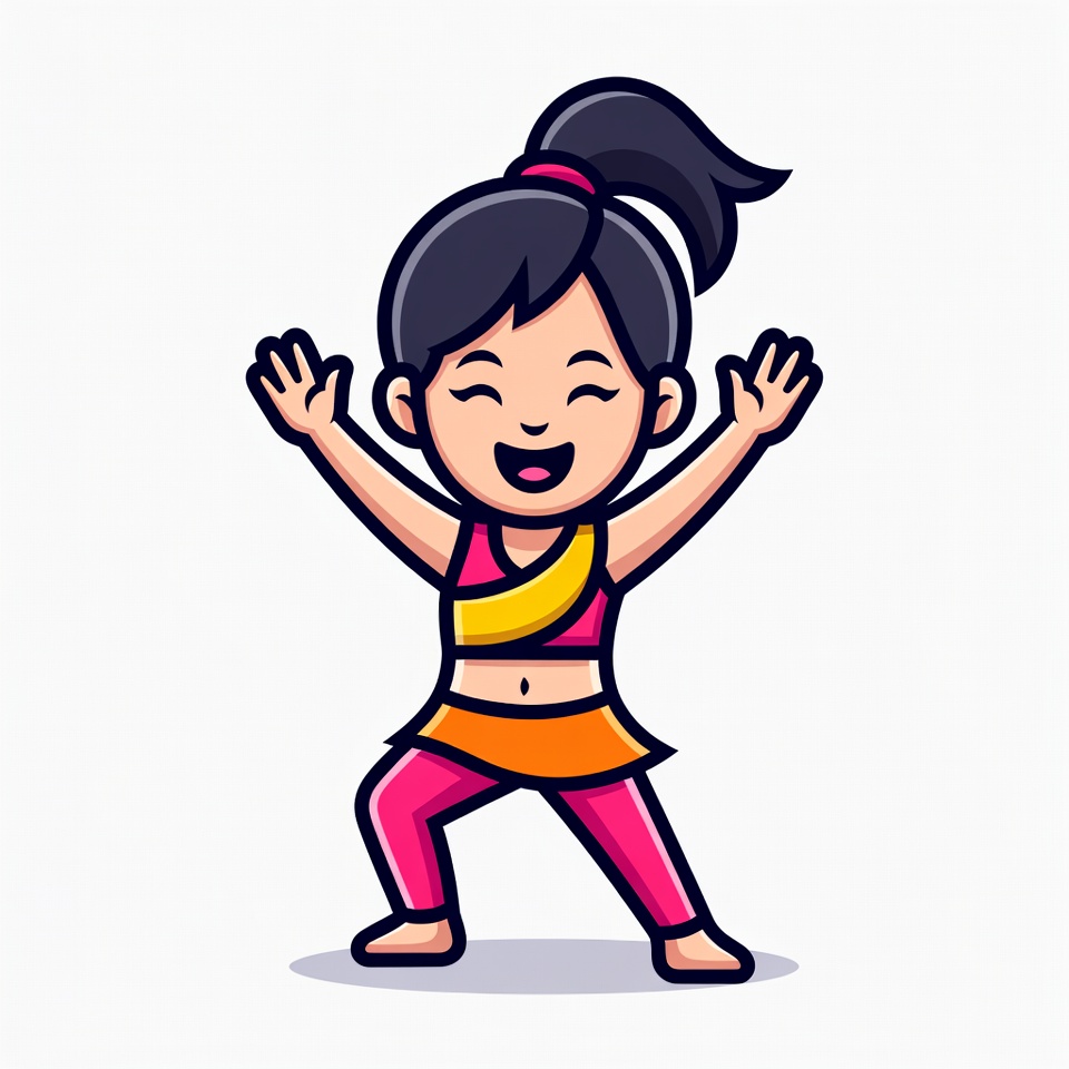 Happy Asian girl doing yoga pose Happy Asian girl doing yoga pose