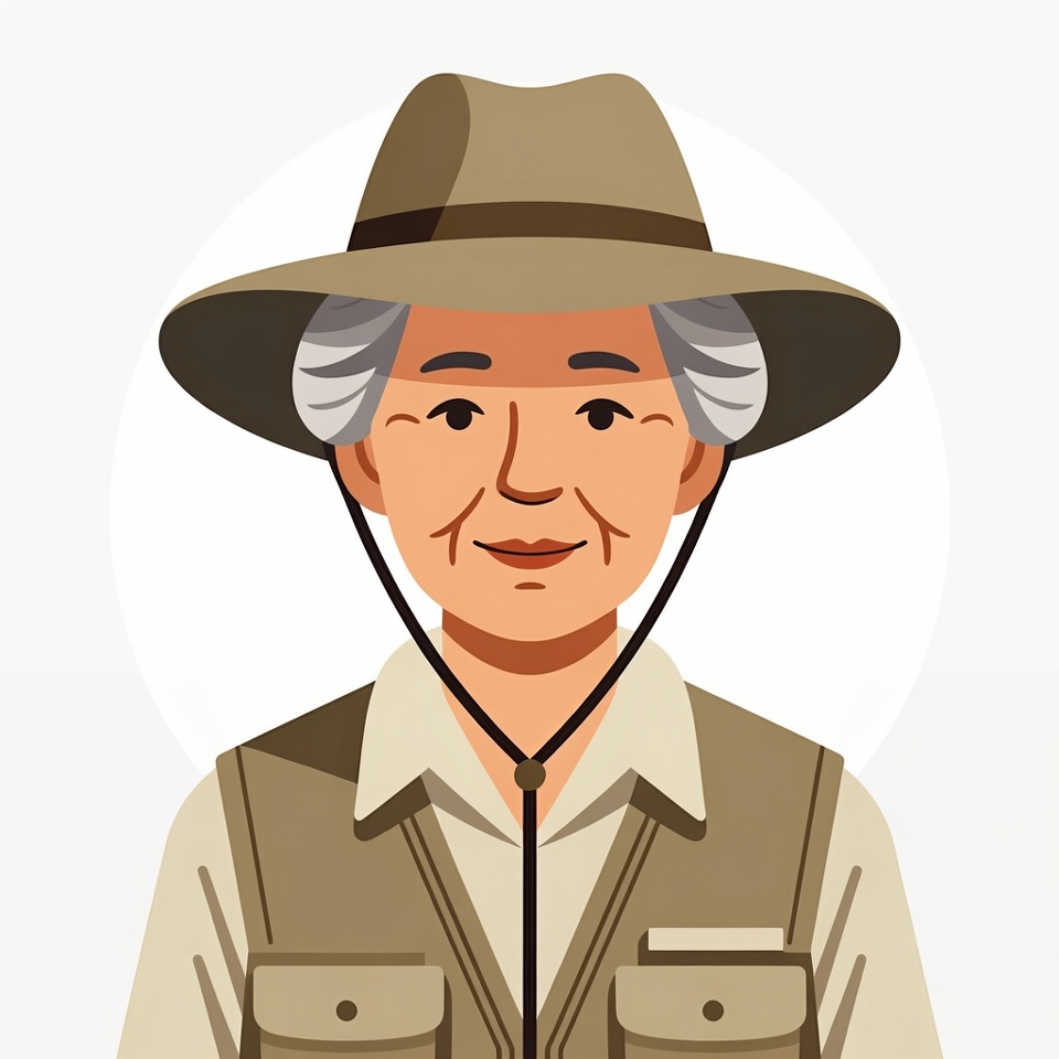 Elderly woman in safari hat Elderly woman in safari hat