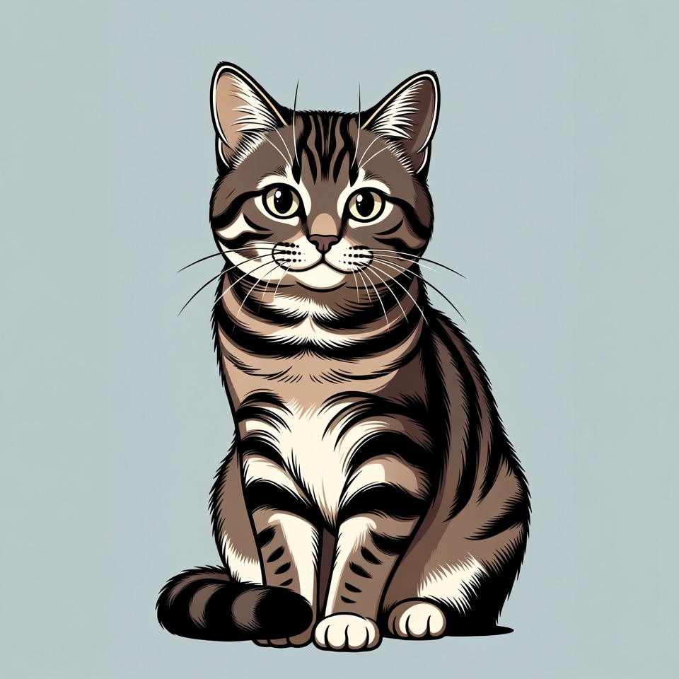 Cute tabby kitten illustration Cute tabby kitten illustration