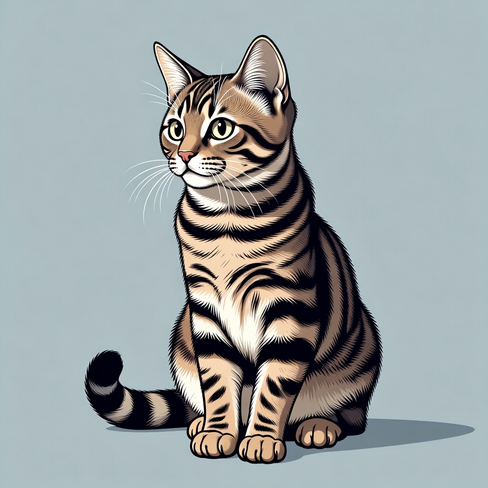 Tabby cat sitting illustration Tabby cat sitting illustration