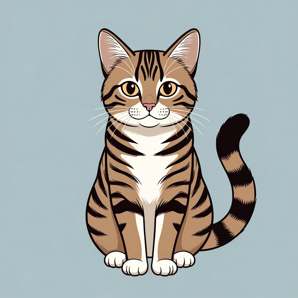 Tabby Kitten Sitting Illustration Tabby Kitten Sitting Illustration