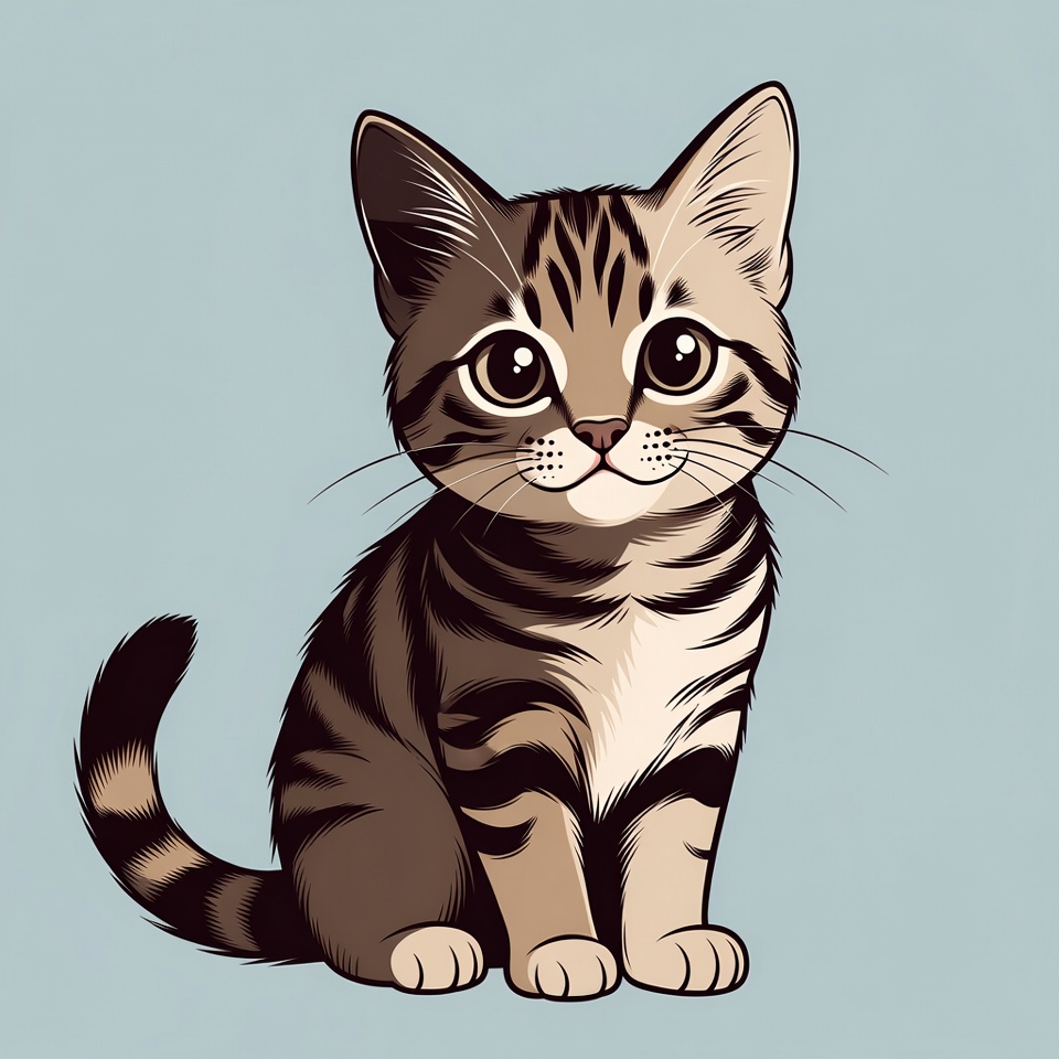 Cute tabby kitten illustration Cute tabby kitten illustration