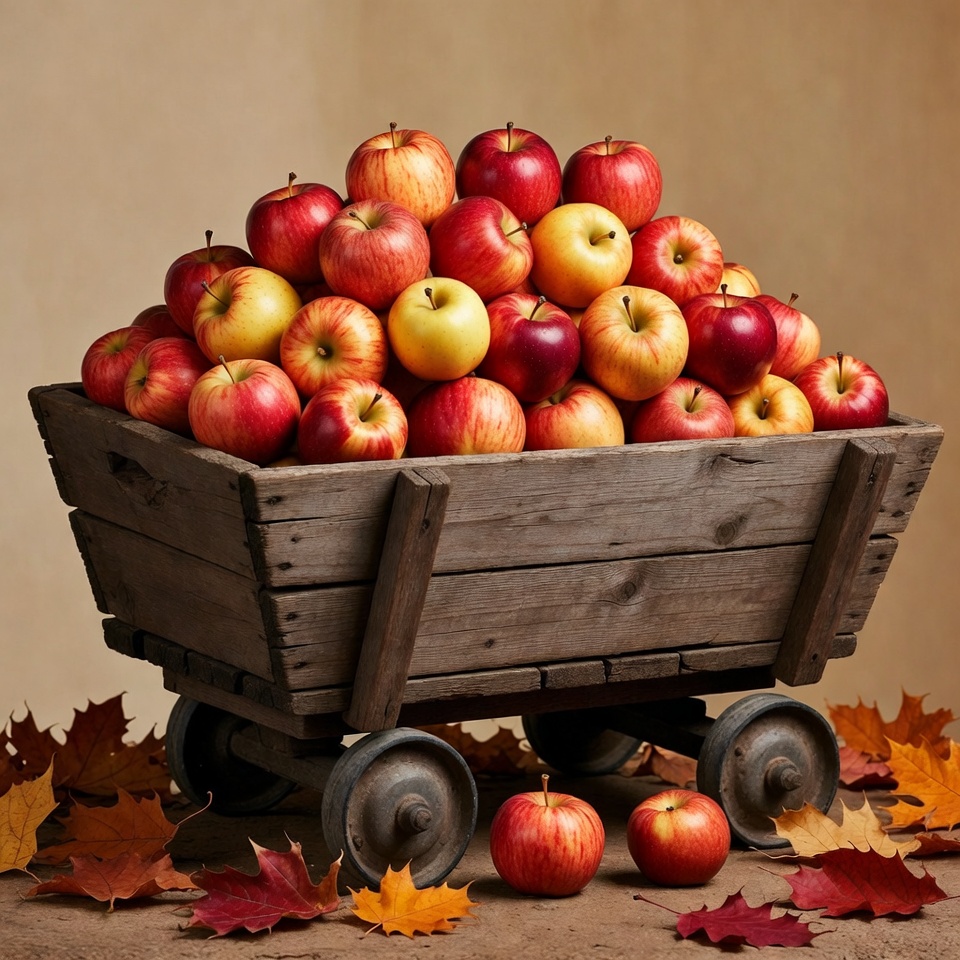 Red Apples in Wooden Cart Red Apples in Wooden Cart
