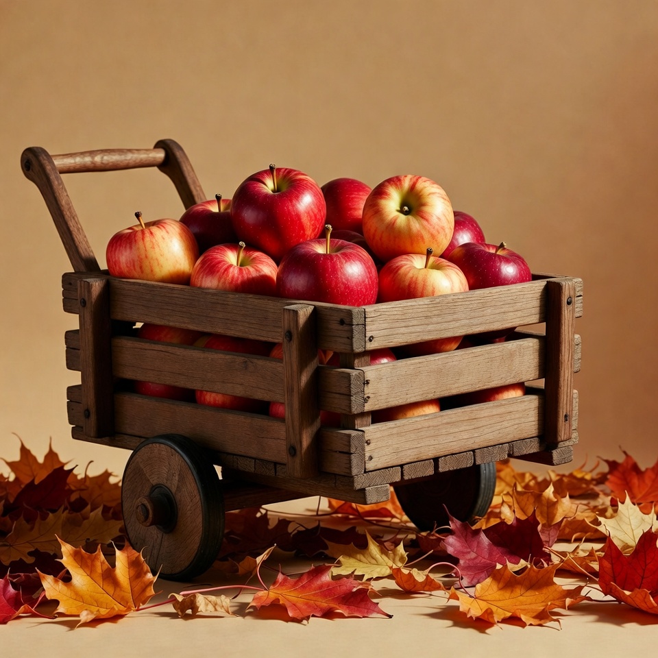 Red Apples in Wooden Cart Red Apples in Wooden Cart