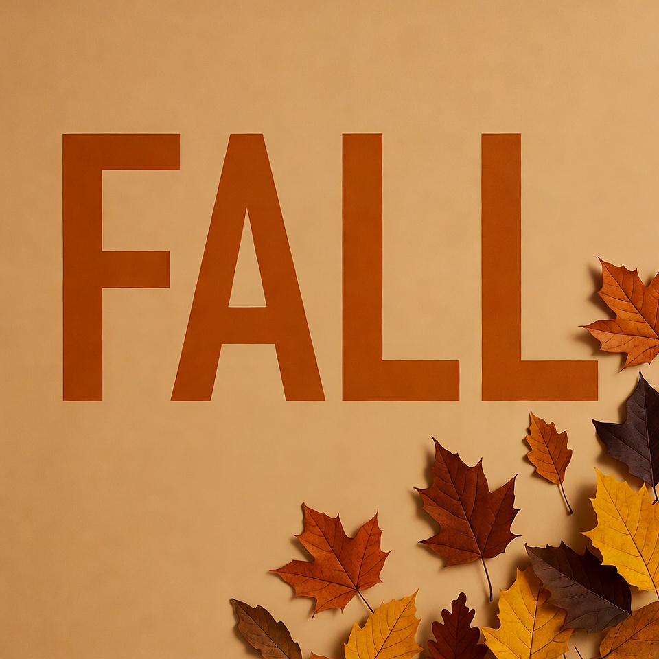 Fall Text with Autumn Leaves Fall Text with Autumn Leaves