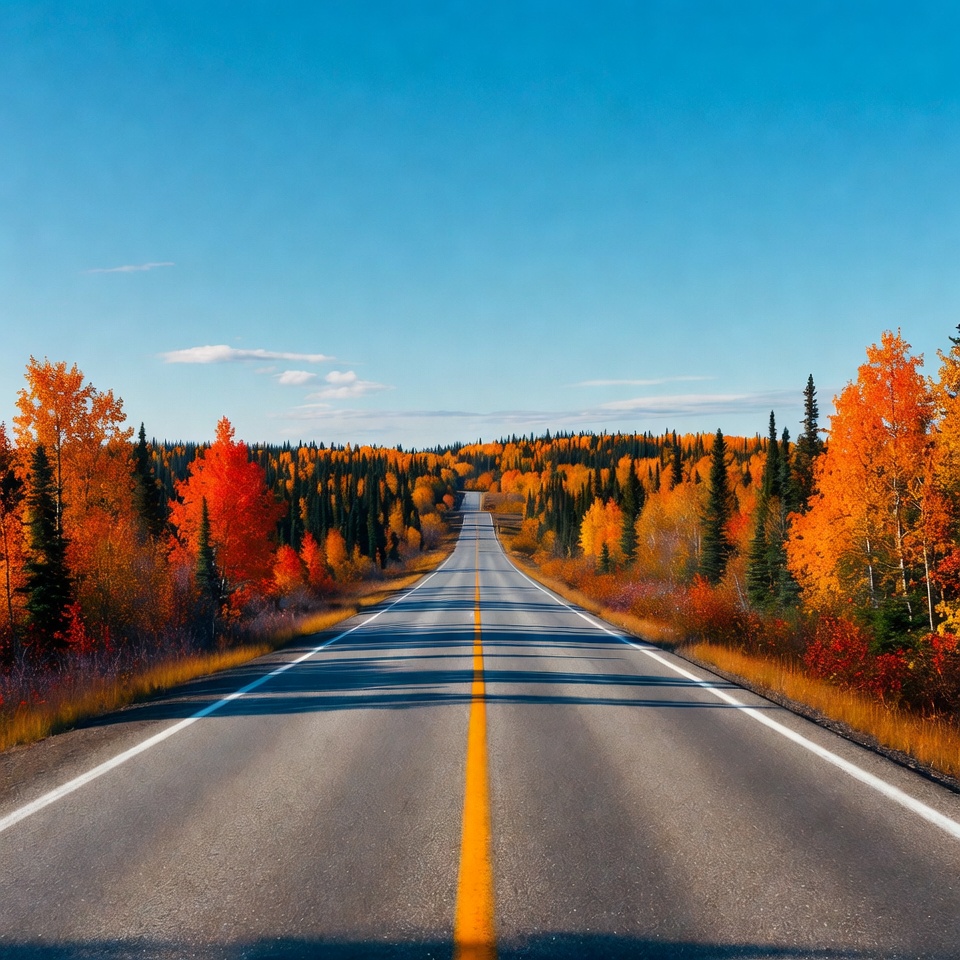 Autumn Road Through Fall Forest Autumn Road Through Fall Forest