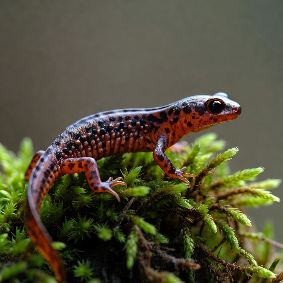 Spotted Salamander on Moss Spotted Salamander on Moss