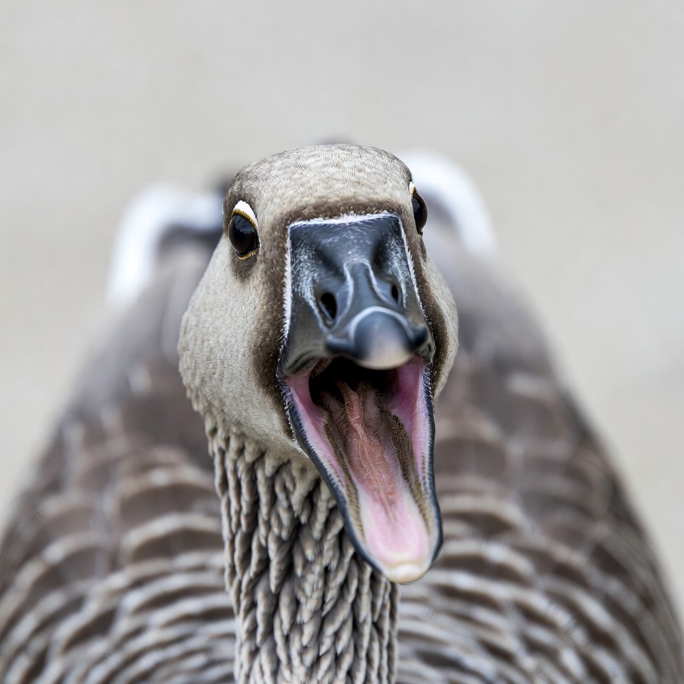 Goose honking with open mouth Goose honking with open mouth