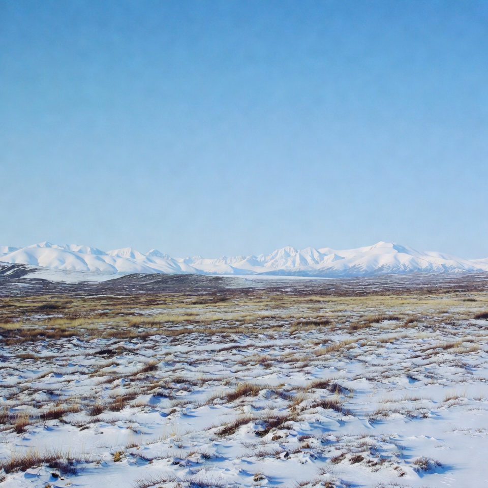 Snowy Mountains Over Frosty Tundra Snowy Mountains Over Frosty Tundra