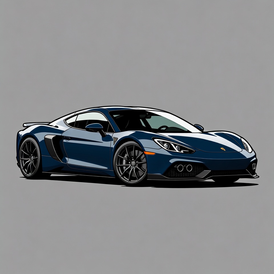 Blue Porsche Sports Car Illustration Blue Porsche Sports Car Illustration