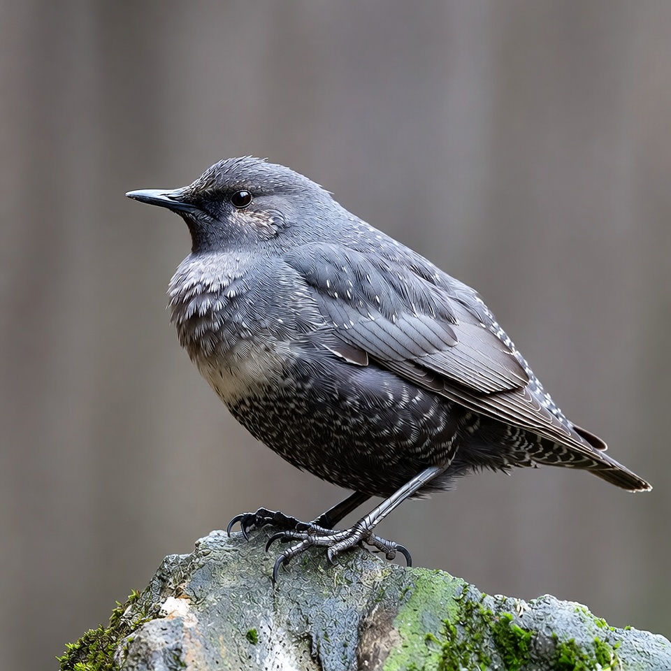 Gray Starling on Mossy Rock Gray Starling on Mossy Rock