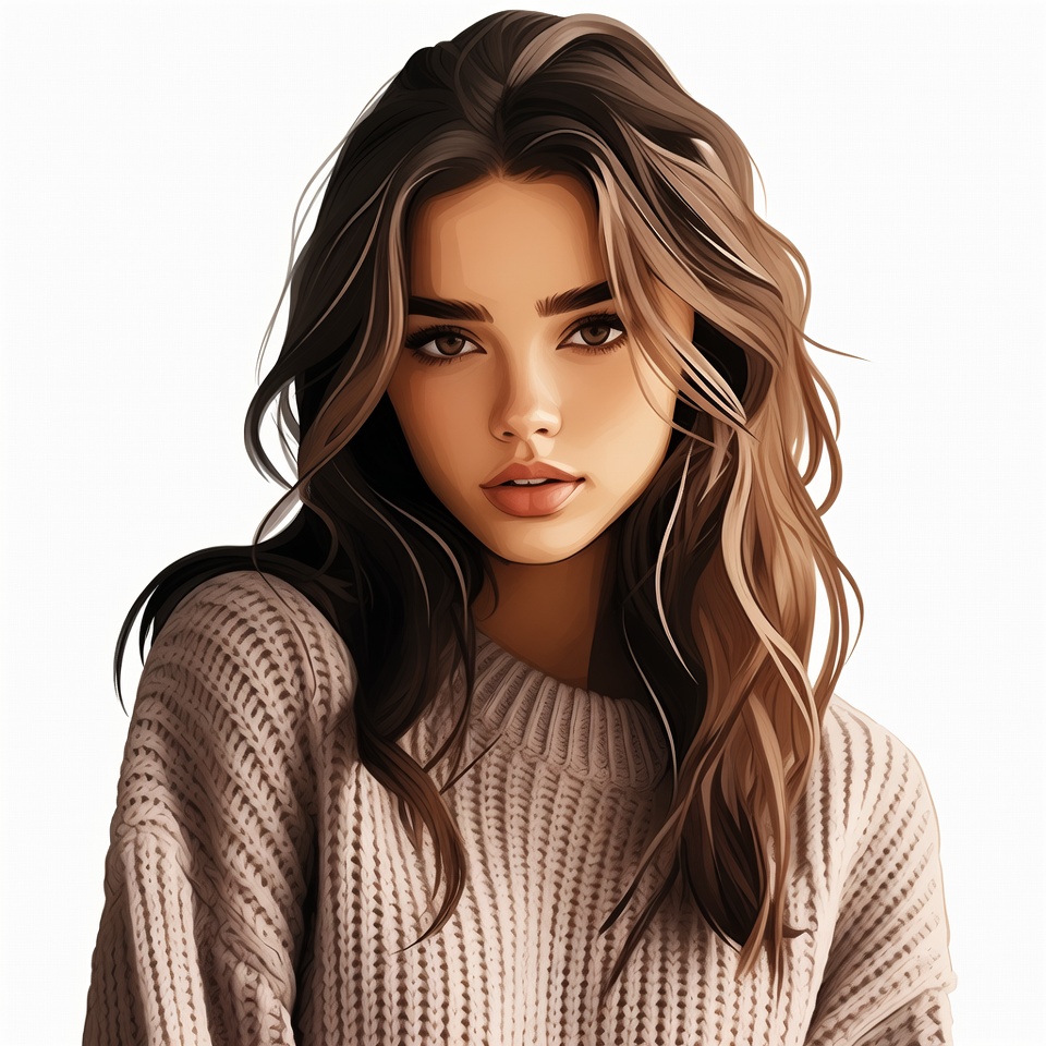 Beautiful woman with wavy brown hair Beautiful woman with wavy brown hair