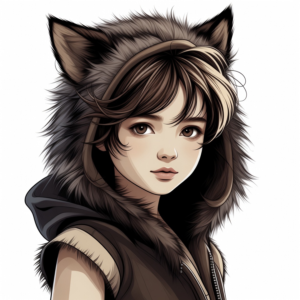 Anime girl with wolf ears hood Anime girl with wolf ears hood