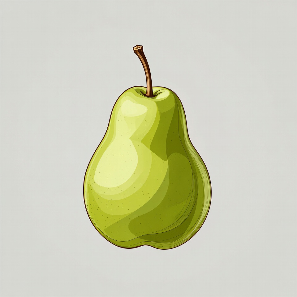 Green pear with stem Green pear with stem