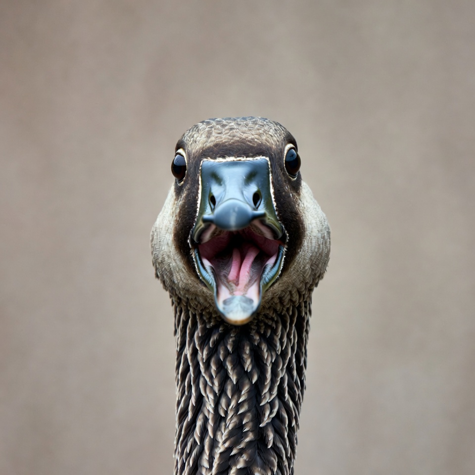 Goose honking with open mouth Goose honking with open mouth