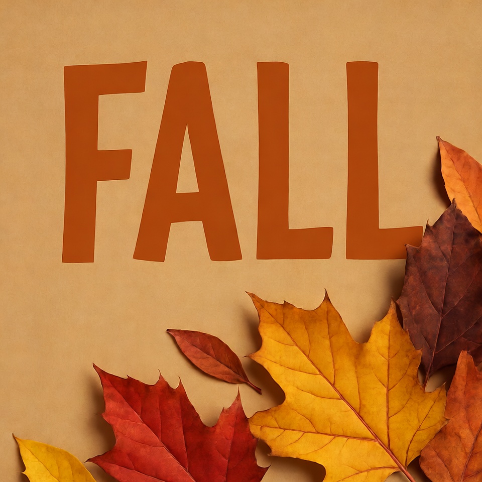 Fall Text with Autumn Leaves Fall Text with Autumn Leaves