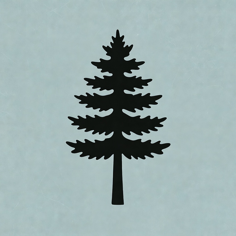 Black silhouette pine tree Black silhouette pine tree