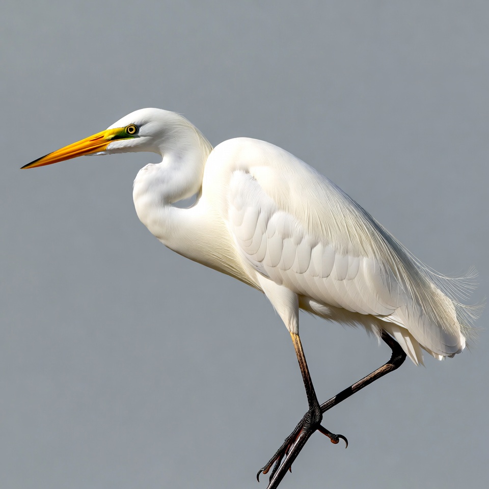 Great Egret Standing on One Leg Great Egret Standing on One Leg
