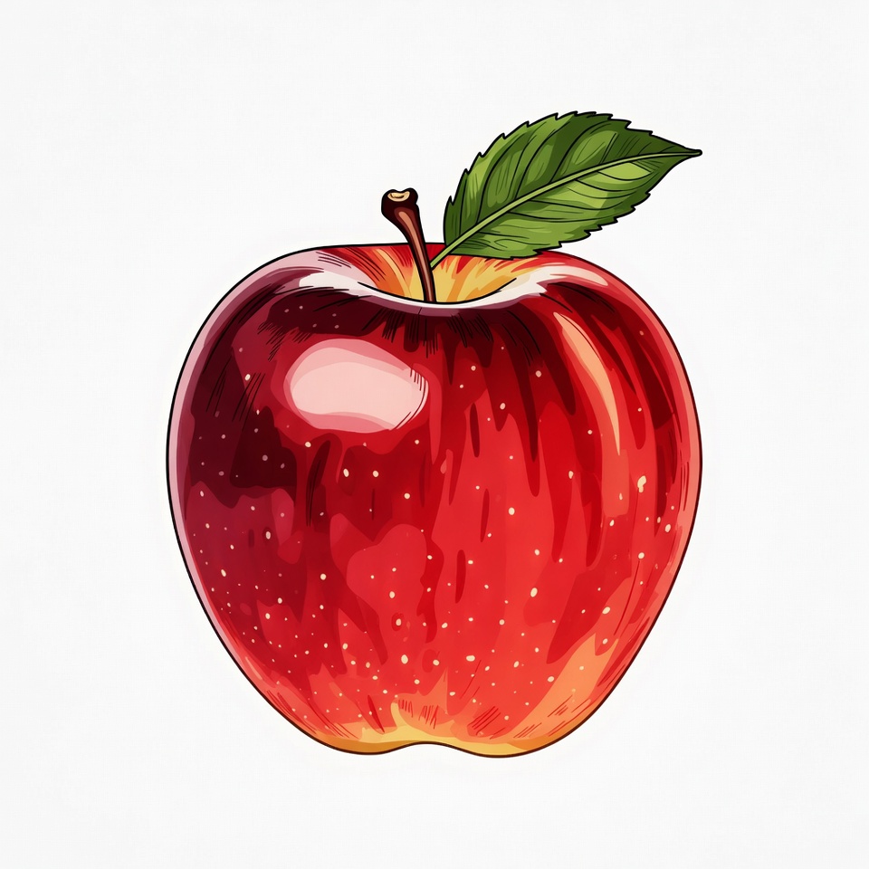 Red Apple with Green Leaf Red Apple with Green Leaf