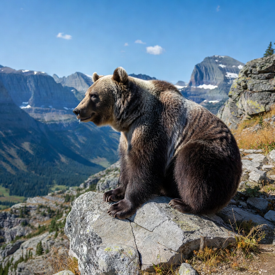 Grizzly Bear on Rocky Mountain Cliff Grizzly Bear on Rocky Mountain Cliff