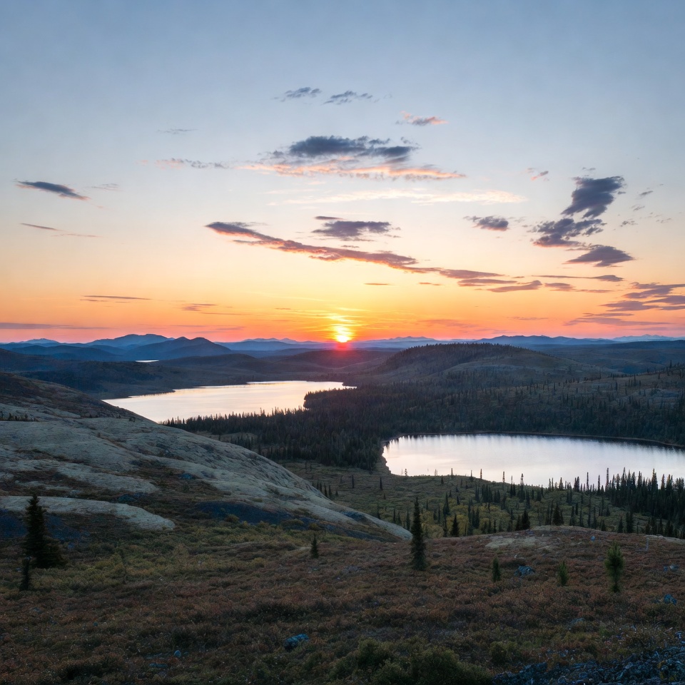 Sunset over mountain lake Sunset over mountain lake