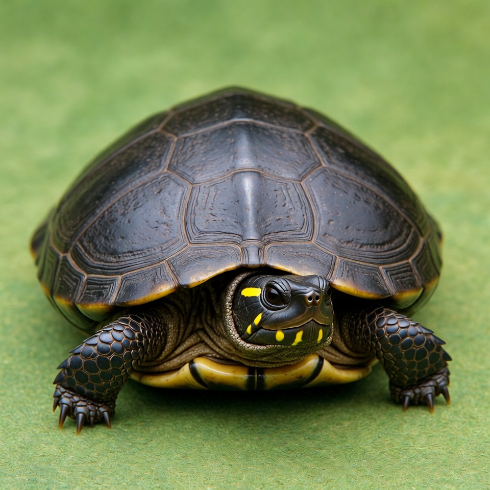 Black turtle with yellow head stripes Black turtle with yellow head stripes