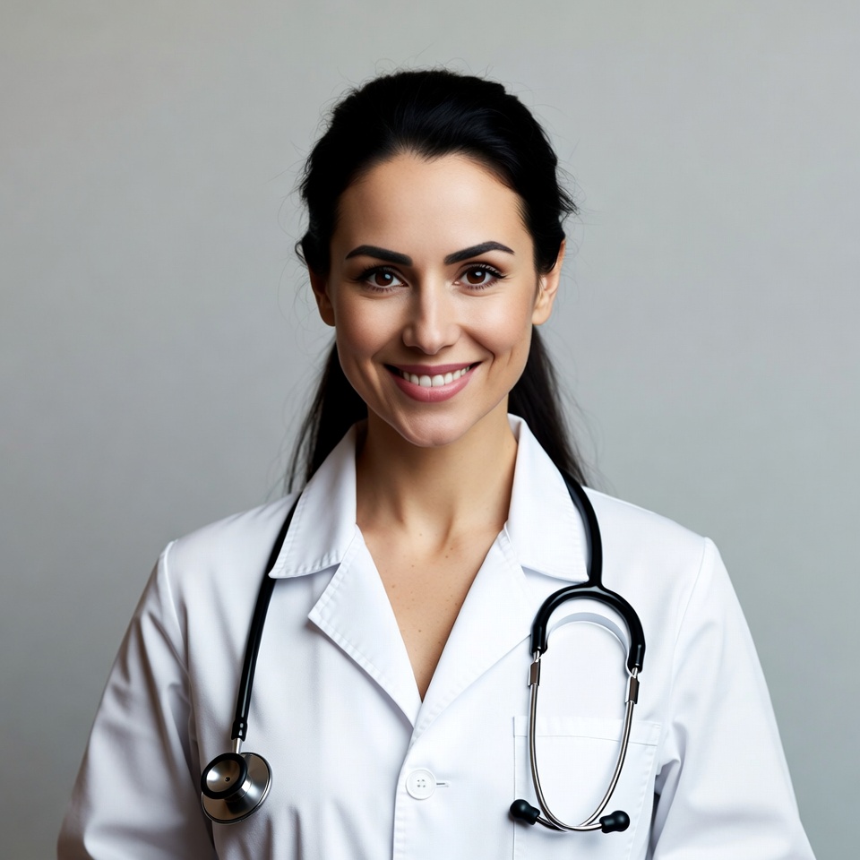Smiling woman doctor with stethoscope Smiling woman doctor with stethoscope