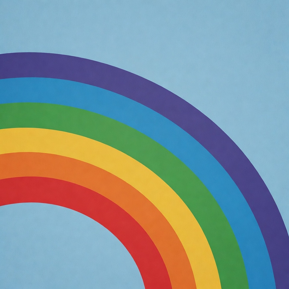 Colorful Rainbow on Blue Sky Colorful Rainbow on Blue Sky