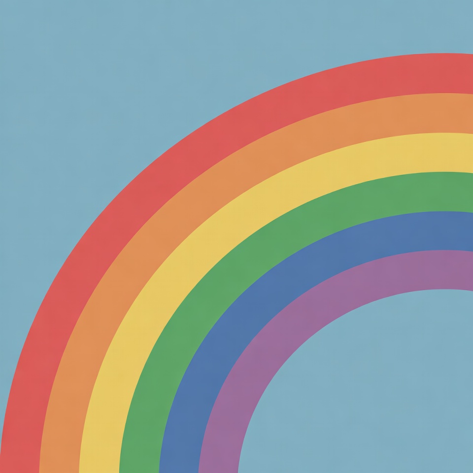 Colorful Rainbow on Blue Sky Colorful Rainbow on Blue Sky