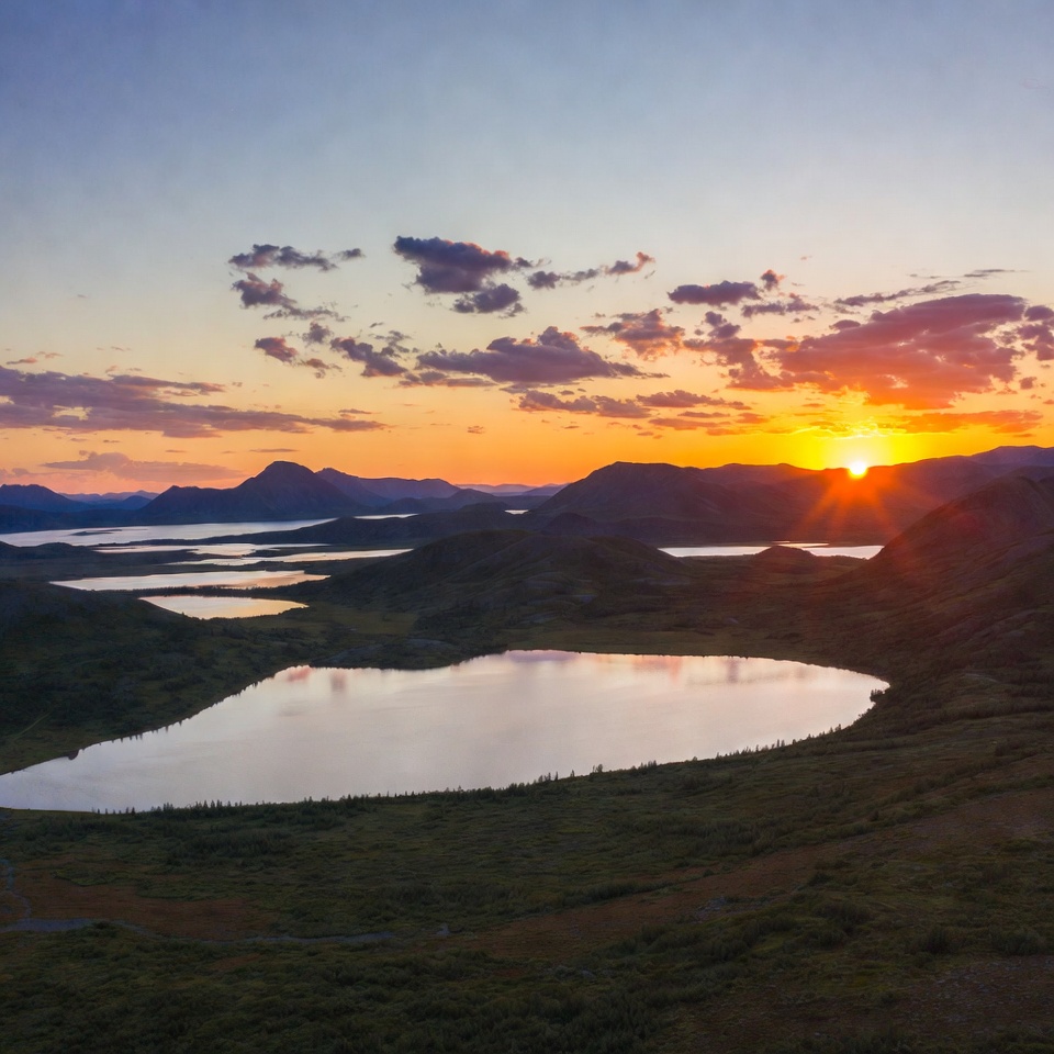 Heart-shaped Lake Sunset Mountains Heart-shaped Lake Sunset Mountains