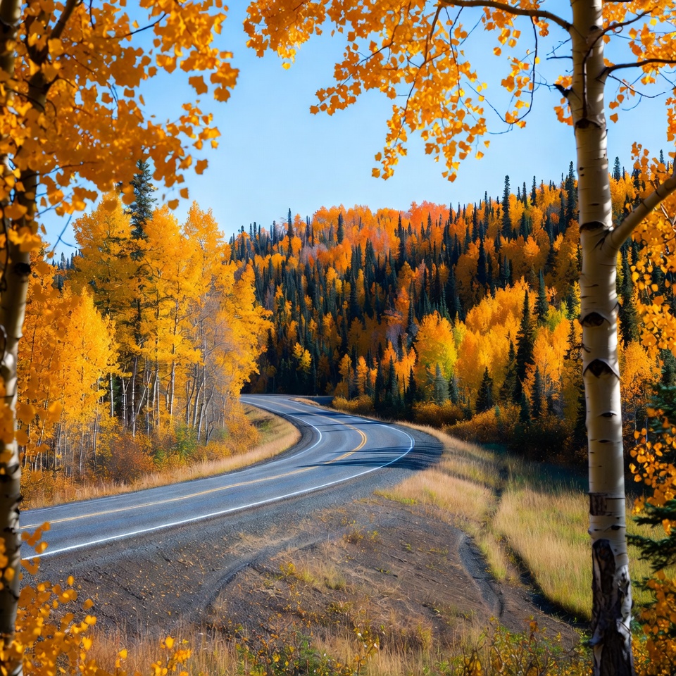 Winding road through autumn forest Winding road through autumn forest