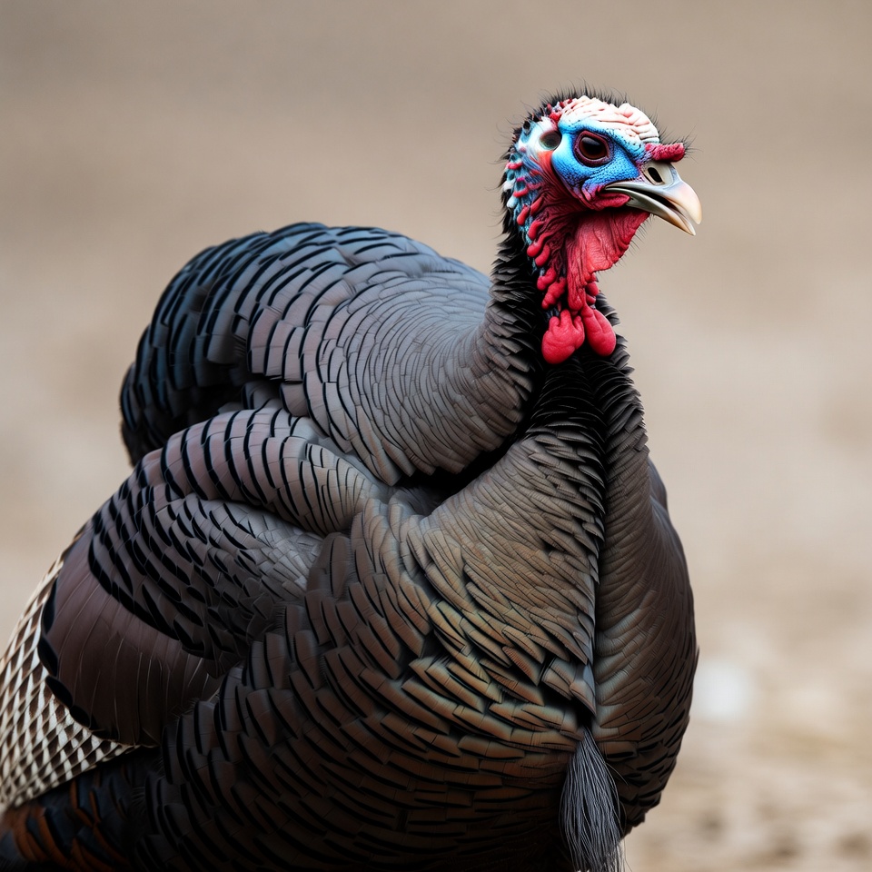 Male turkey displaying feathers Male turkey displaying feathers