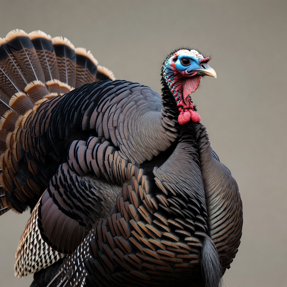Male turkey displaying feathers Male turkey displaying feathers