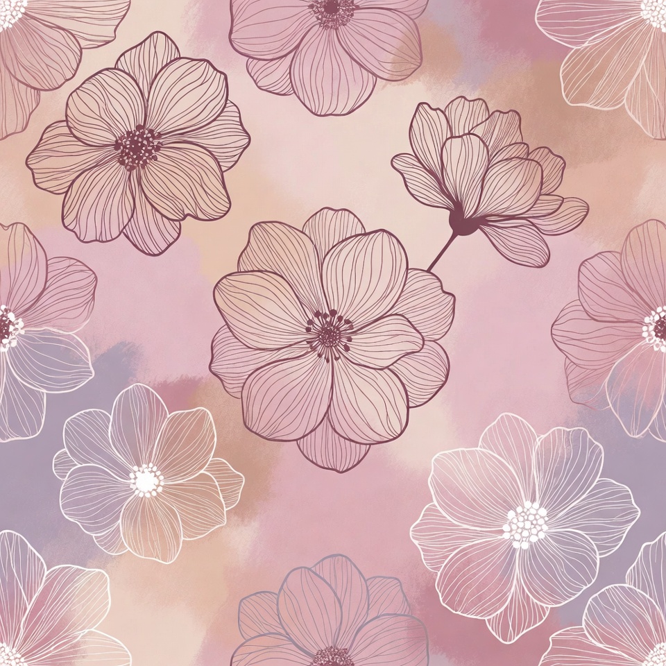 Pink Watercolor Flower Pattern Pink Watercolor Flower Pattern