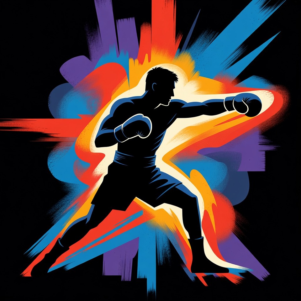 Silhouette of Boxer Punching Silhouette of Boxer Punching