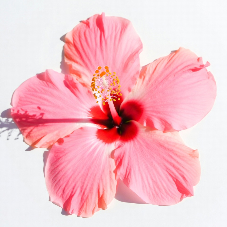 Pink Hibiscus Flower on White Pink Hibiscus Flower on White