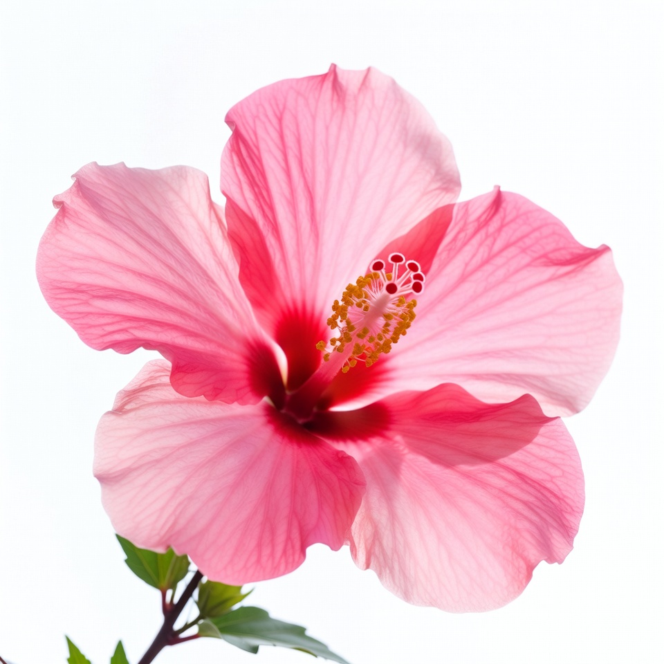 Pink Hibiscus Flower on White Background Pink Hibiscus Flower on White Background