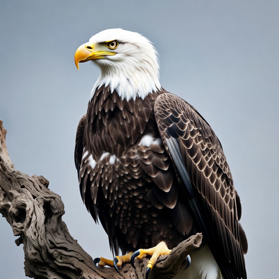 Bald eagle perched on branch Bald eagle perched on branch