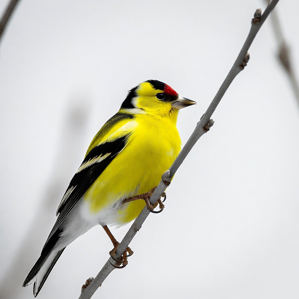 Goldfinch perched on branch Goldfinch perched on branch