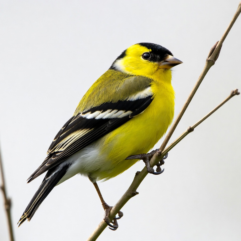 American Goldfinch perched on branch American Goldfinch perched on branch