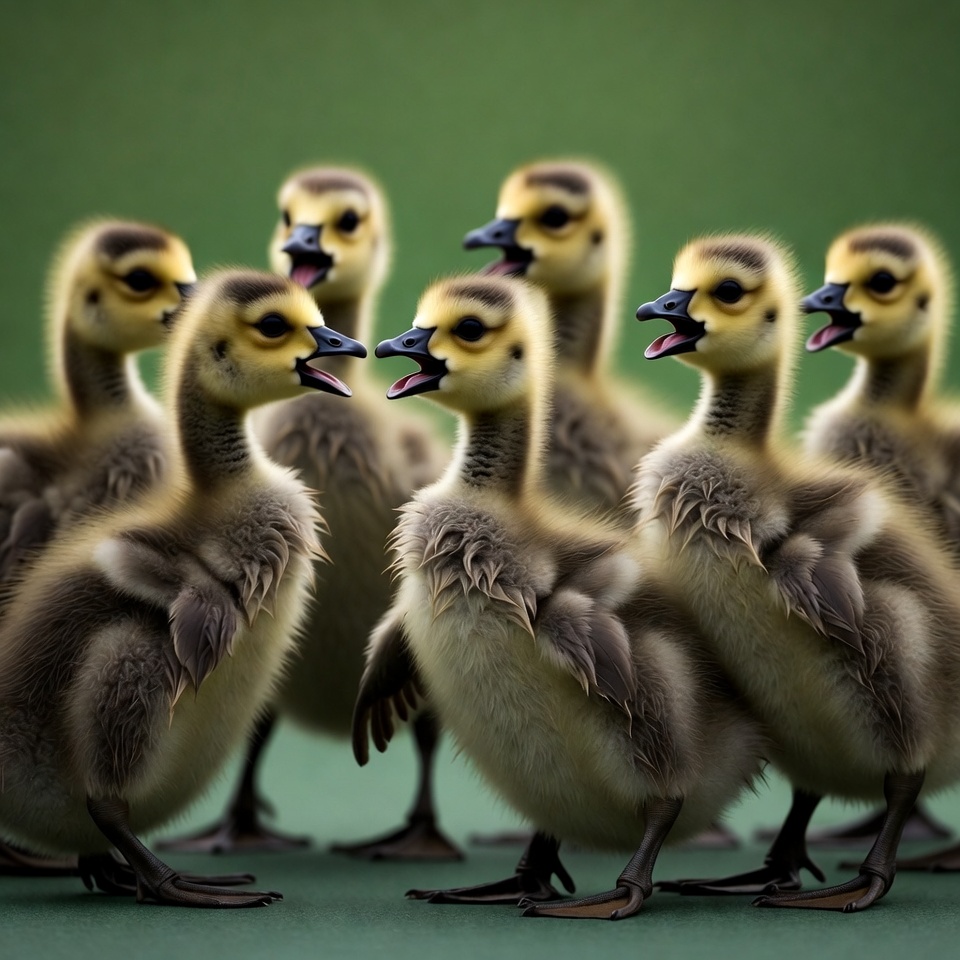 Group of Cute Goslings Standing Together Group of Cute Goslings Standing Together