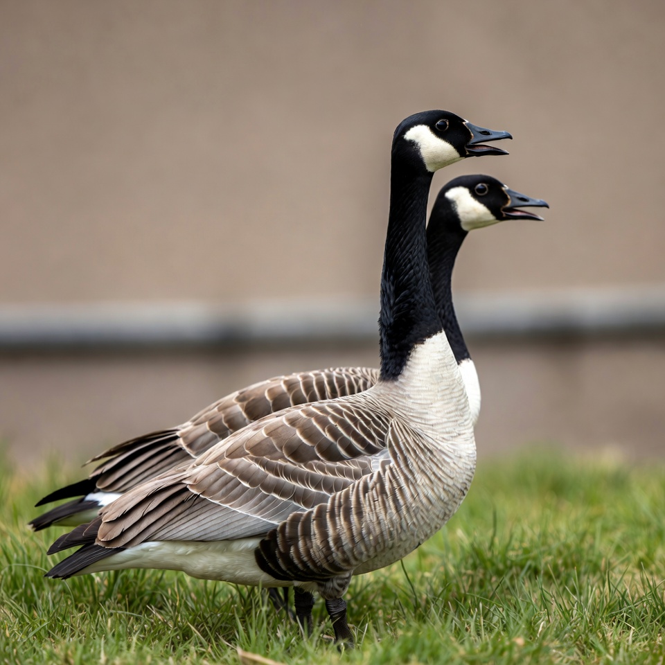 Two-headed Canada goose standing Two-headed Canada goose standing