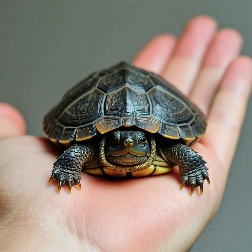 Baby turtle held in hand Baby turtle held in hand