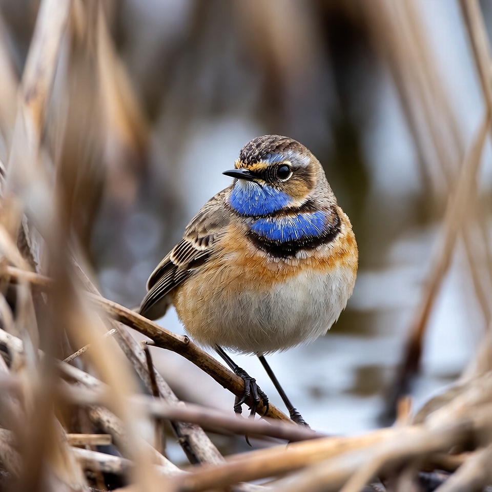 Whinchat bird on reed perch Whinchat bird on reed perch