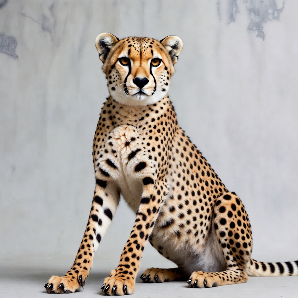 Cheetah sitting on gray background Cheetah sitting on gray background